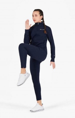 Champion Script Logo Waistband Front Seam Leggings Joggingbukser Dame Mørkeblå | 6750-XVMLJ