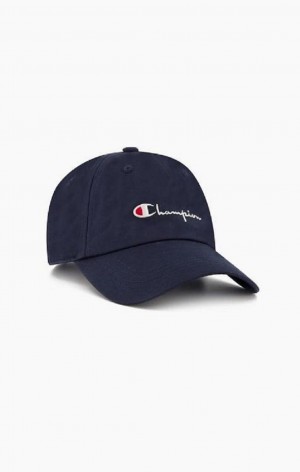 Champion Script Logo Woven Baseball Cap Hatte Herre Sort | 7069-LHQMV