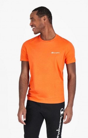 Champion Small Script Logo T-Shirt T Shirts Herre Orange | 0129-BOYSD