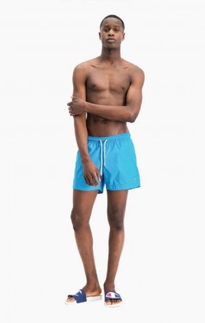 Champion Strand Reacting Script Logo Print Swim Shorts Badetøj Herre Blå | 0317-CEWZD