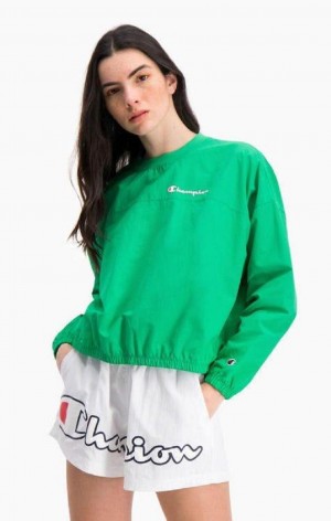 Champion Strand Repellent Script Logo Track Sweatshirt Sweatshirts Dame Lysegrøn | 9163-OFDNJ