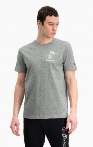 Champion Street Sports Grafisk Print T-Shirt T Shirts Herre Mørkegrå | 5089-YQODW