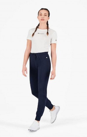 Champion Stretch Bomulds Terry Joggers Joggingbukser Dame Mørkeblå | 8359-QAEWL