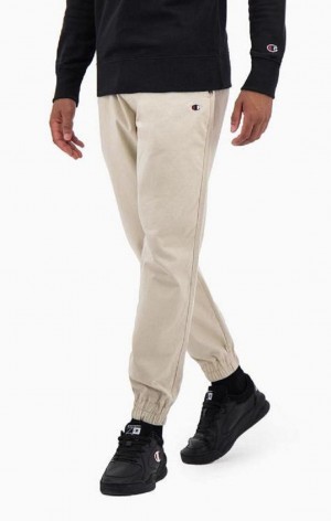 Champion Stretch Bomulds Twill Cuffed Trousers Joggingbukser Herre Brune | 4268-CGNTB