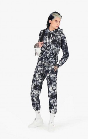 Champion Tie Dye Digital Print Joggers Joggingbukser Dame Sort Hvide | 9402-GJEHC