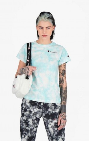 Champion Tie Dye Digital Print T-Shirt T Shirts Dame Lyseblå | 9615-VYCWJ