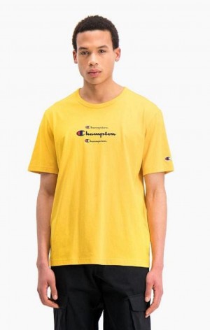 Champion Triple Script Logo T-Shirt T Shirts Herre Guld | 9856-HUQYS