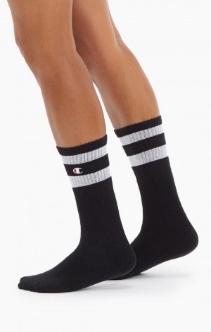 Champion Tube Stripe Crew Socks Sokker Dame Sort | 9104-EFCAH