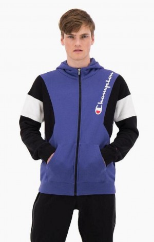 Champion Zip-Up Colour Block Bomulds Terry Hætte Jacket Hættetrøje Herre Lavendel | 9548-OBDEY