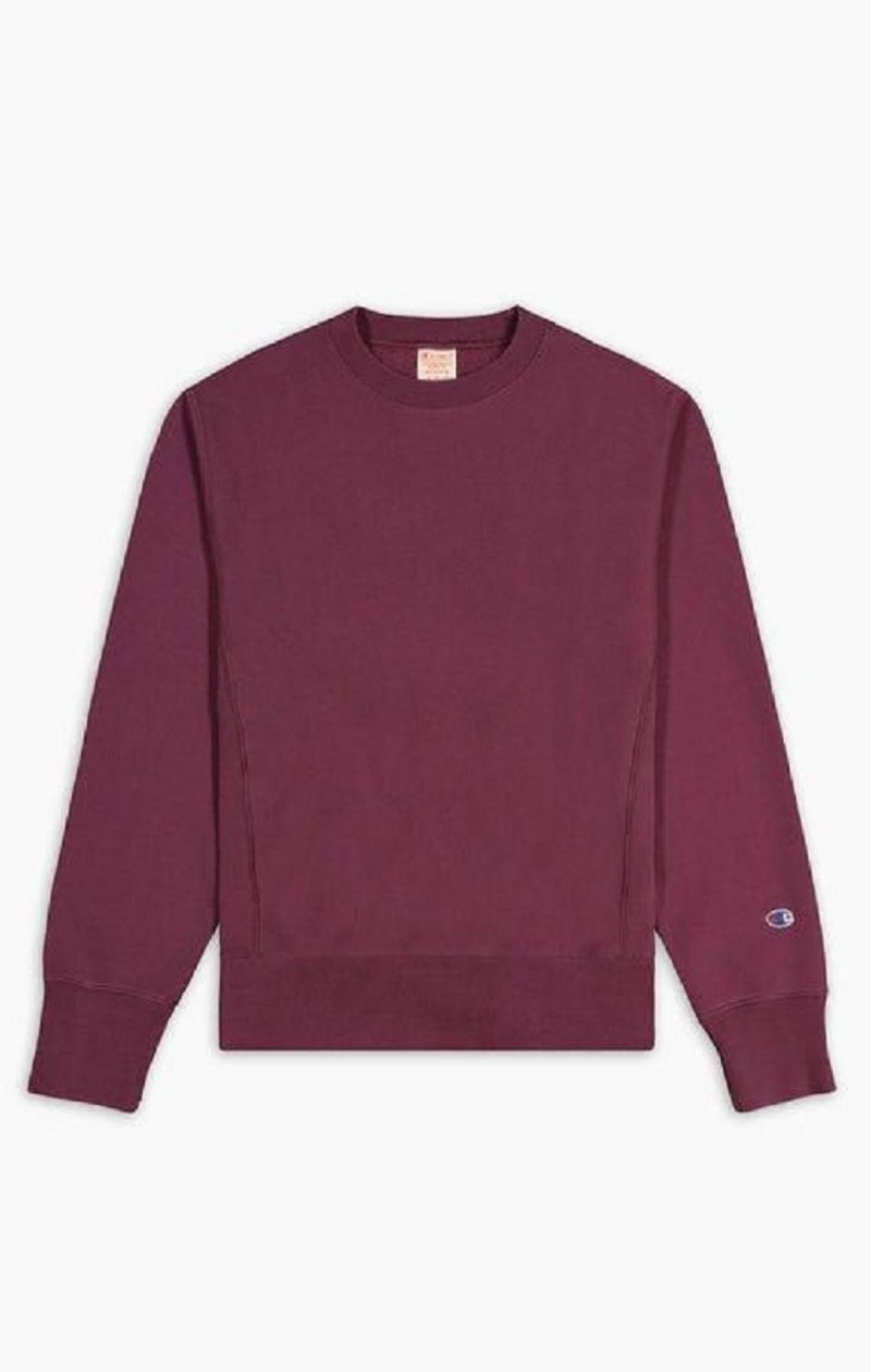 Champion Acid Wash Reverse Weave Sweatshirt Sweatshirts Herre Bordeaux | 1839-QAKTL