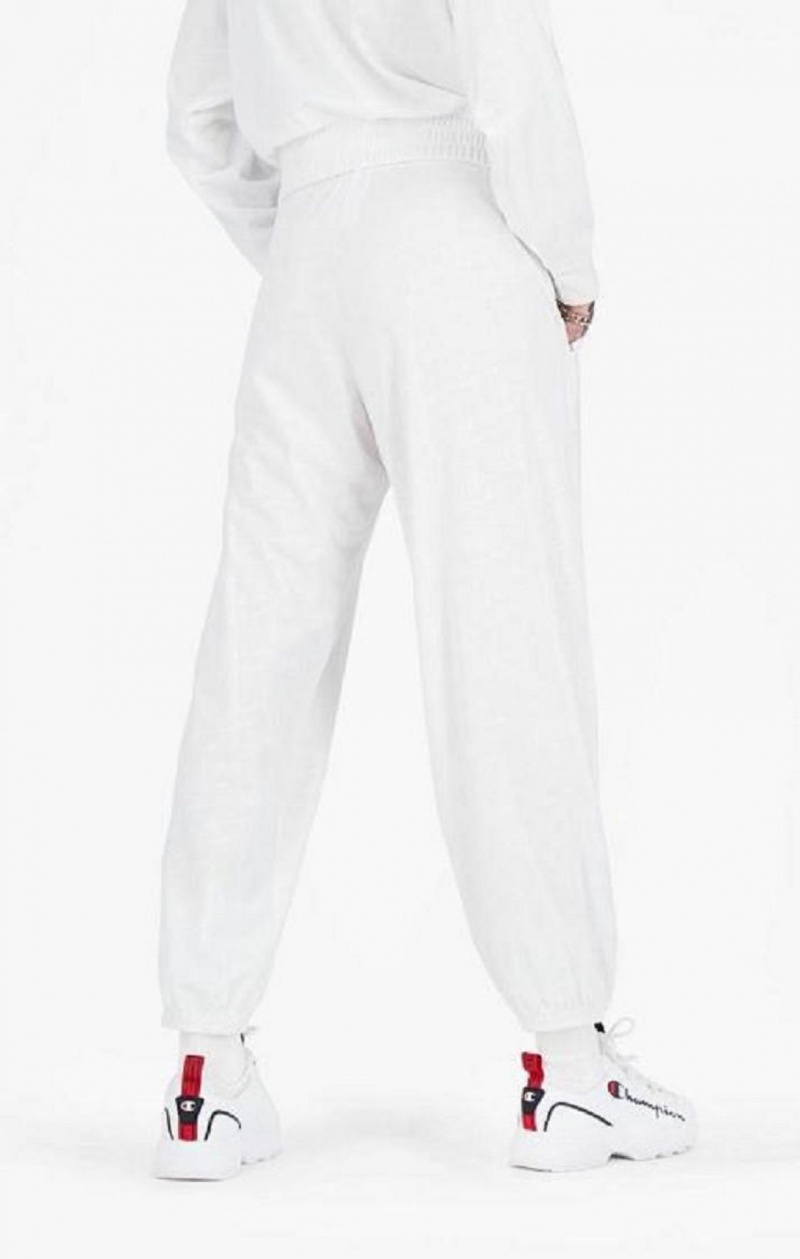 Champion All-over Script Logo Print Track Pants Joggingbukser Dame Hvide | 6085-NJQEU