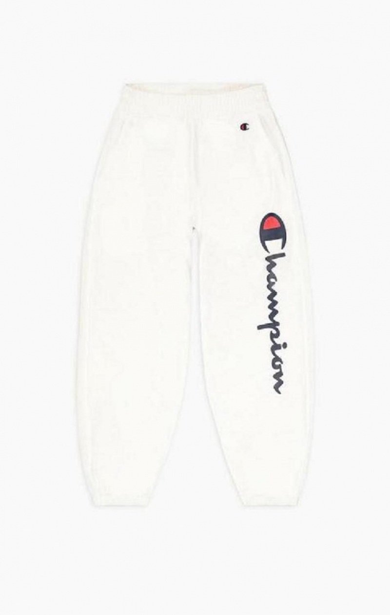 Champion All-over Script Logo Print Track Pants Joggingbukser Dame Hvide | 6085-NJQEU