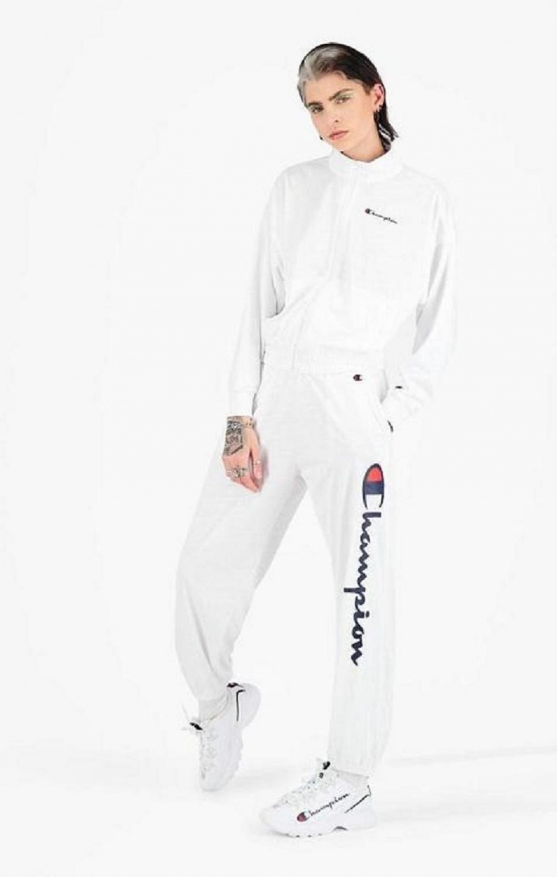 Champion All-over Script Logo Print Track Pants Joggingbukser Dame Hvide | 6085-NJQEU