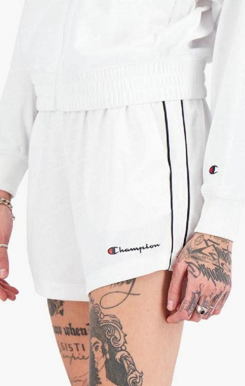 Champion All-over Script Logo Shorts Shorts Dame Hvide | 5410-ODAKC