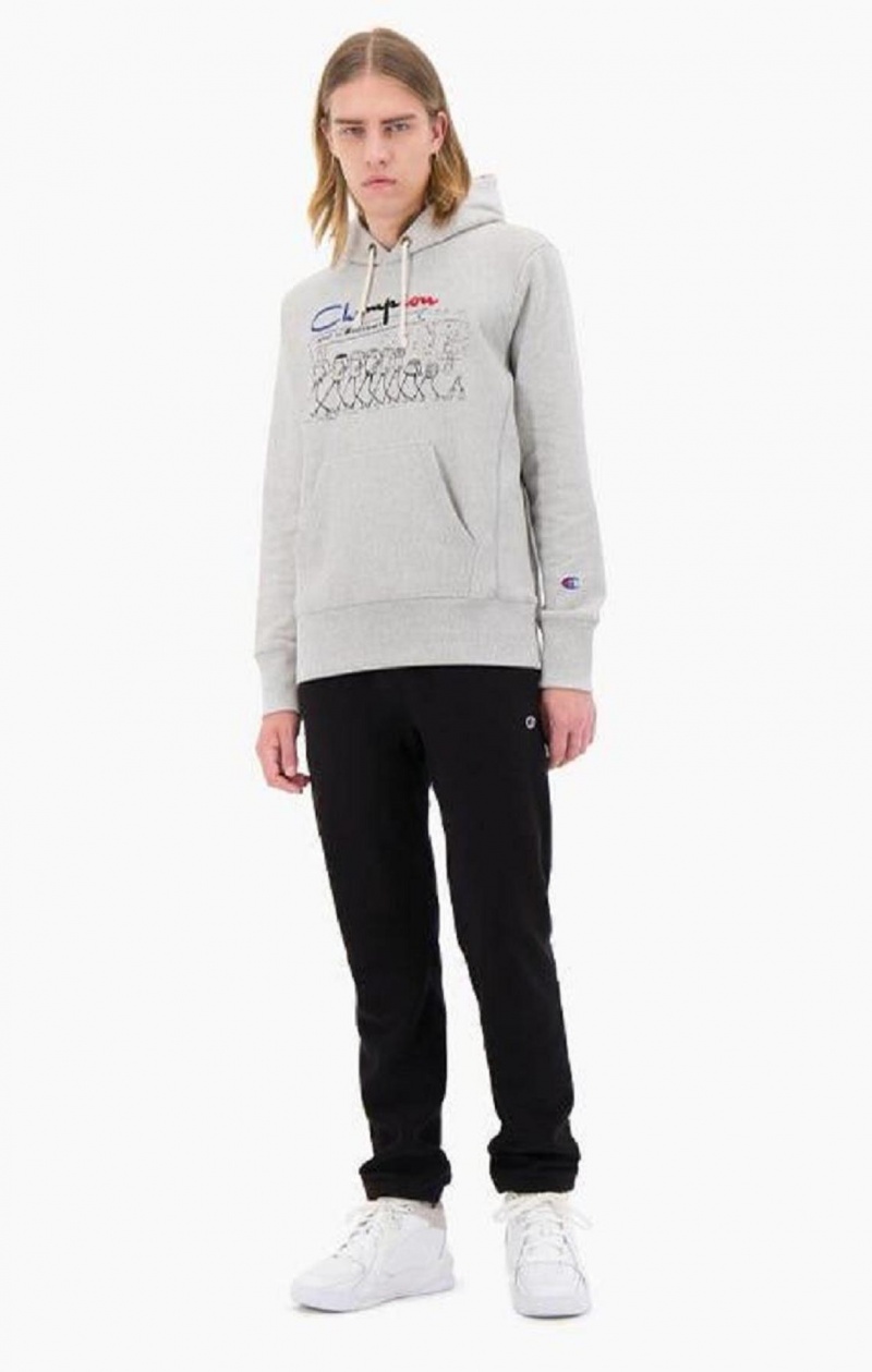 Champion Archive Centenary Print Reverse Weave Hoodie Hættetrøje Herre Lysegrå | 7830-GRKTW