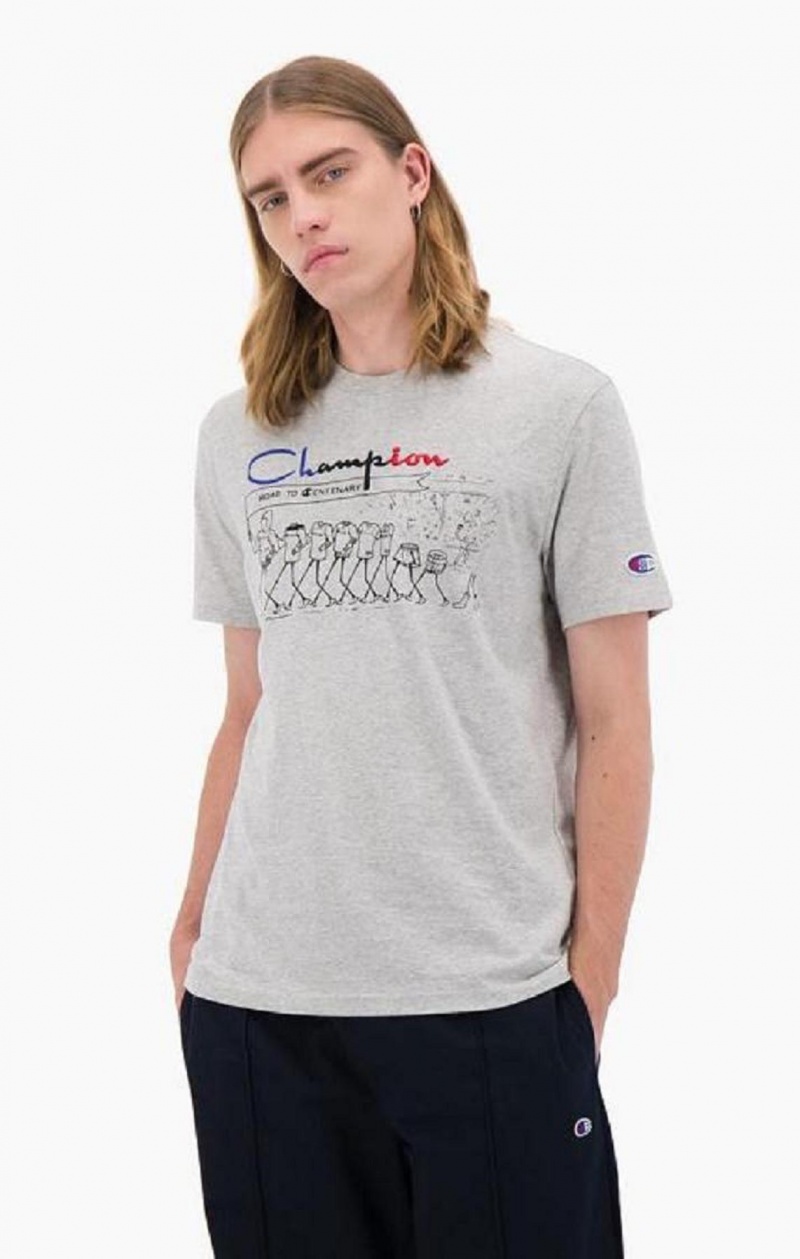 Champion Archive Centenary Print T-Shirt T Shirts Herre Lysegrå | 2147-FMQJC