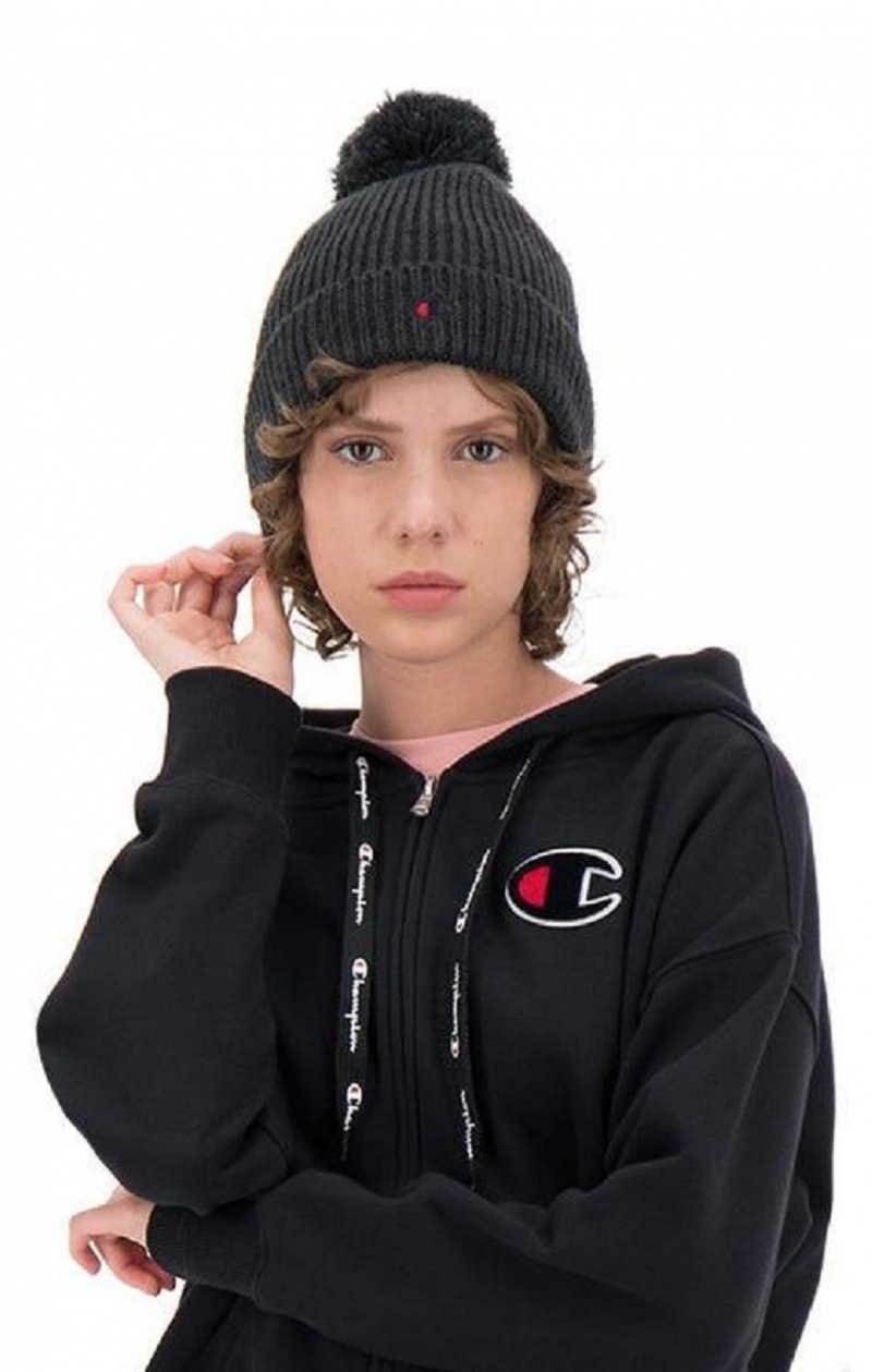 Champion C Logo Marl Bobble Beanie Hat Hatte Dame Sort | 1765-DPJOV