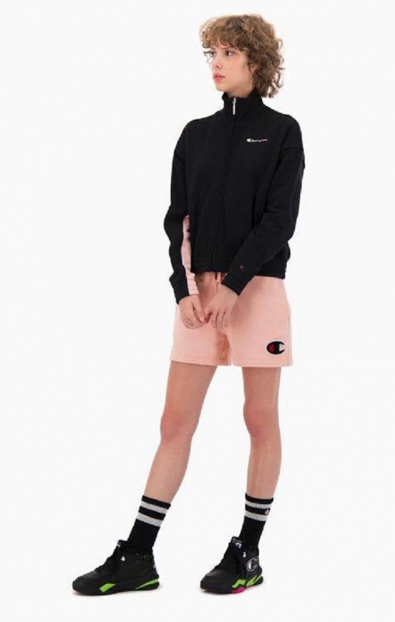 Champion C Logo Patch High Talje Bomulds Terry Shorts Shorts Dame Lyserød | 3408-QFBMH