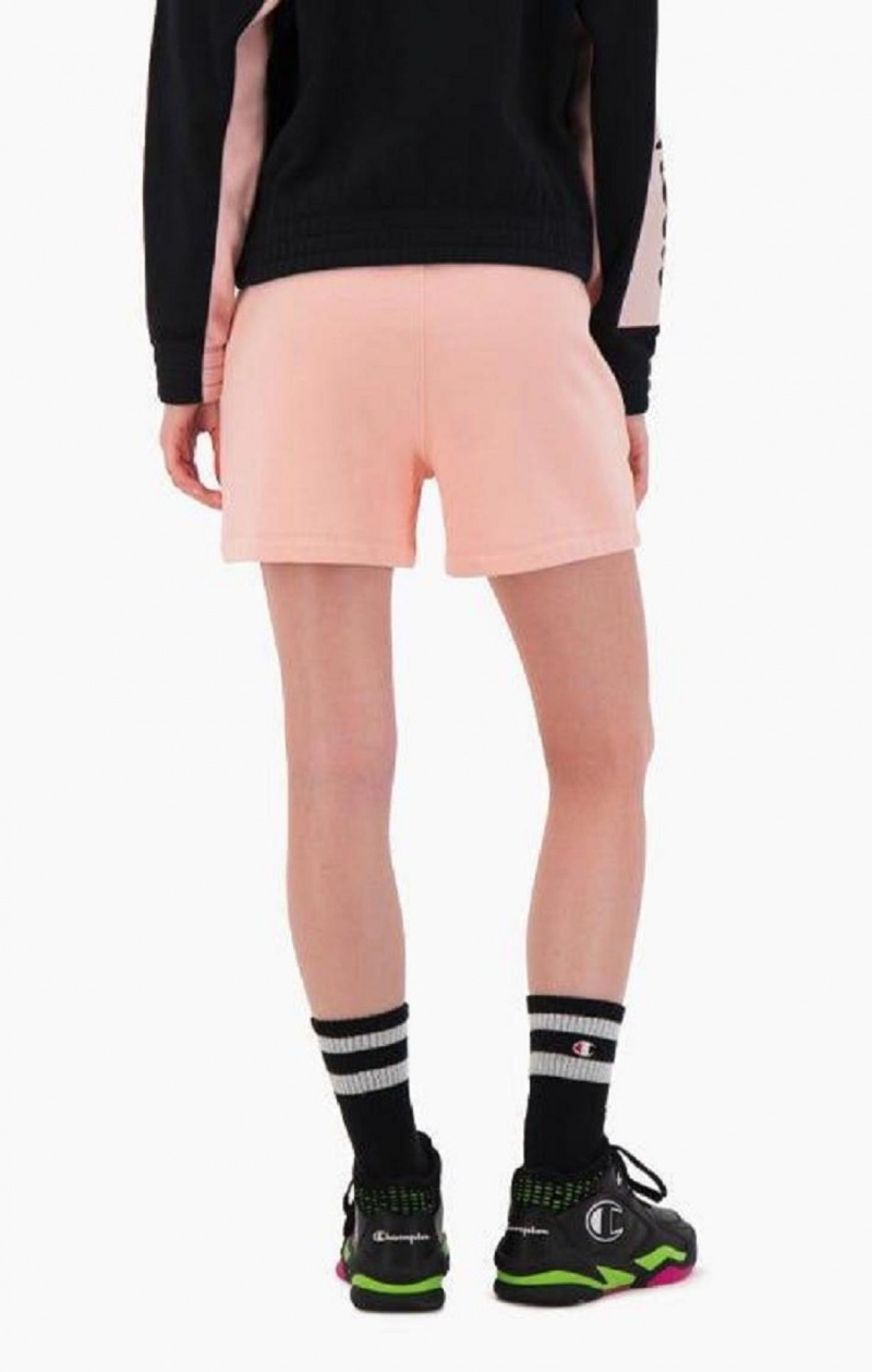 Champion C Logo Patch High Talje Bomulds Terry Shorts Shorts Dame Lyserød | 3408-QFBMH