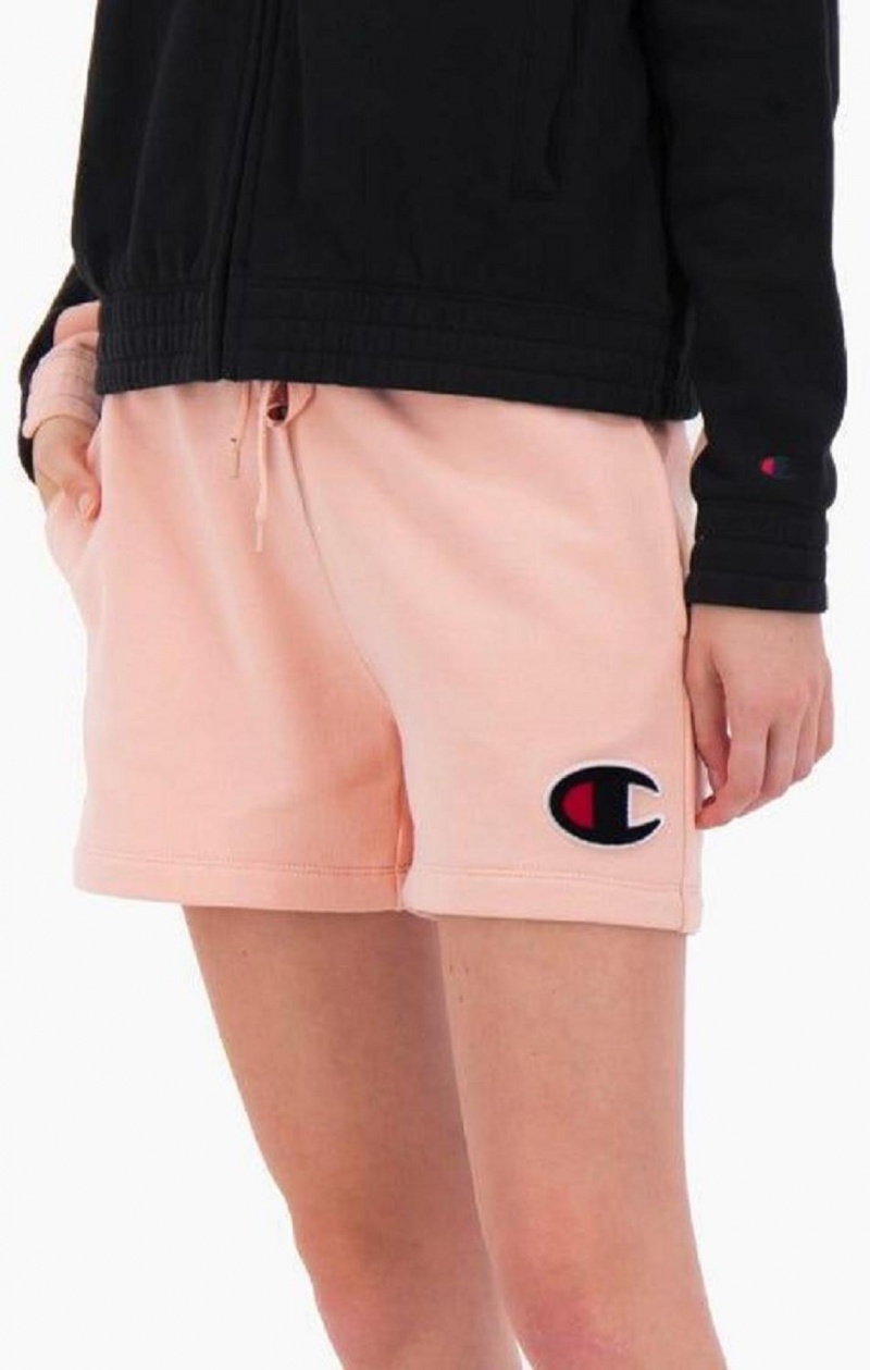 Champion C Logo Patch High Talje Bomulds Terry Shorts Shorts Dame Lyserød | 3408-QFBMH