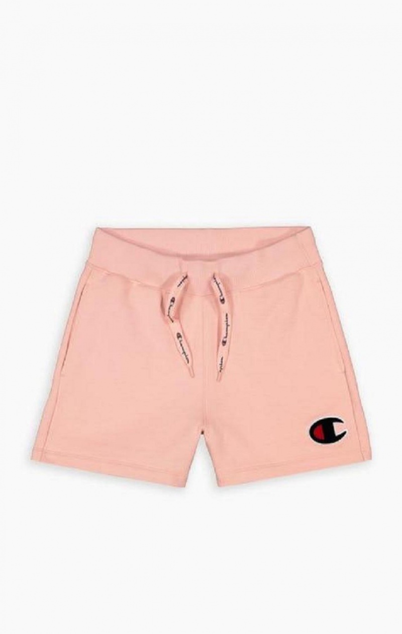 Champion C Logo Patch High Talje Bomulds Terry Shorts Shorts Dame Lyserød | 3408-QFBMH