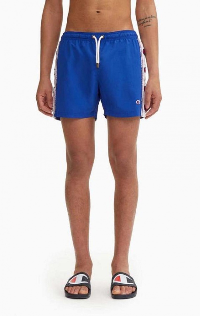 Champion C Logo Print Panel Swim Shorts Badetøj Herre Blå | 3720-BPAOR