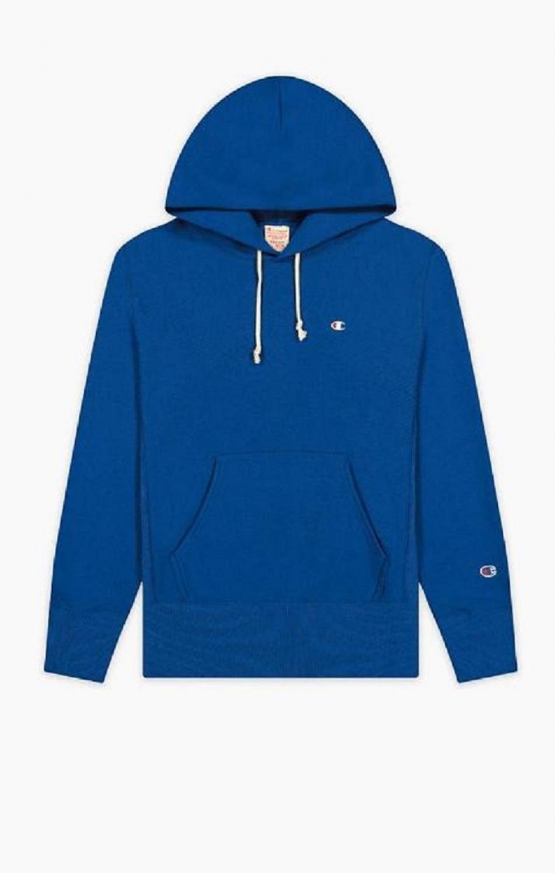 Champion C Logo Reverse Weave Hoodie Hættetrøje Herre Blå | 3691-KLQYE