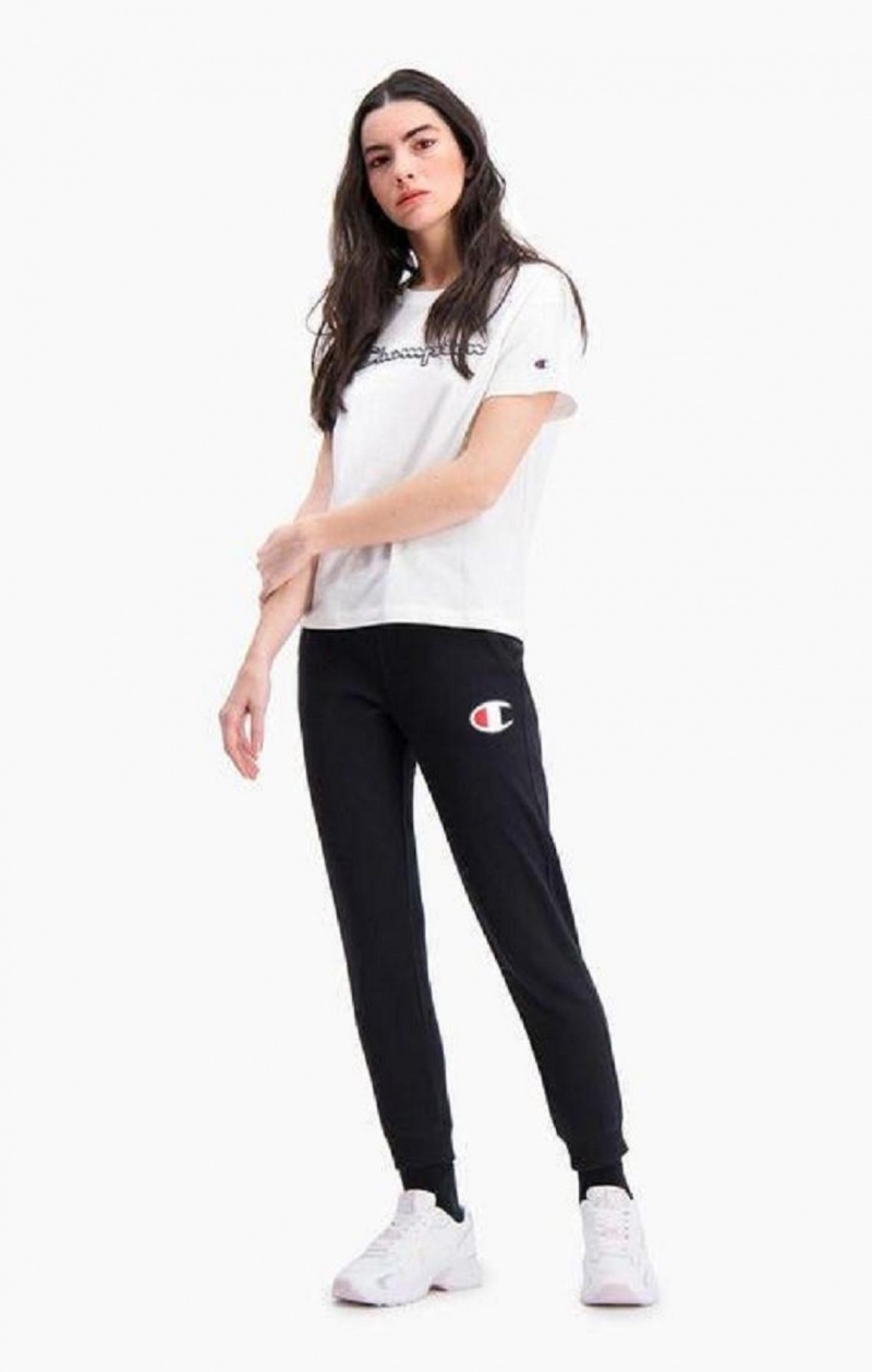 Champion C Logo Ribbet Cuffed Joggers Joggingbukser Dame Sort | 2341-XROCF