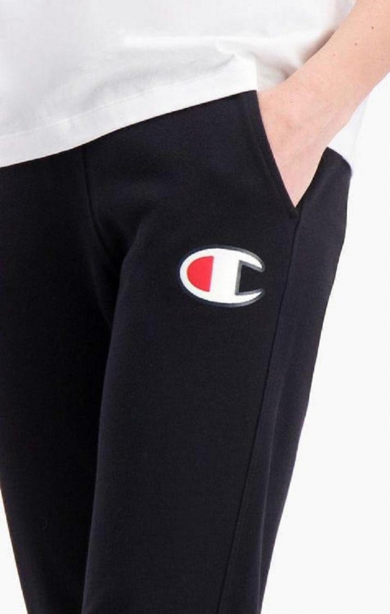 Champion C Logo Ribbet Cuffed Joggers Joggingbukser Dame Sort | 2341-XROCF