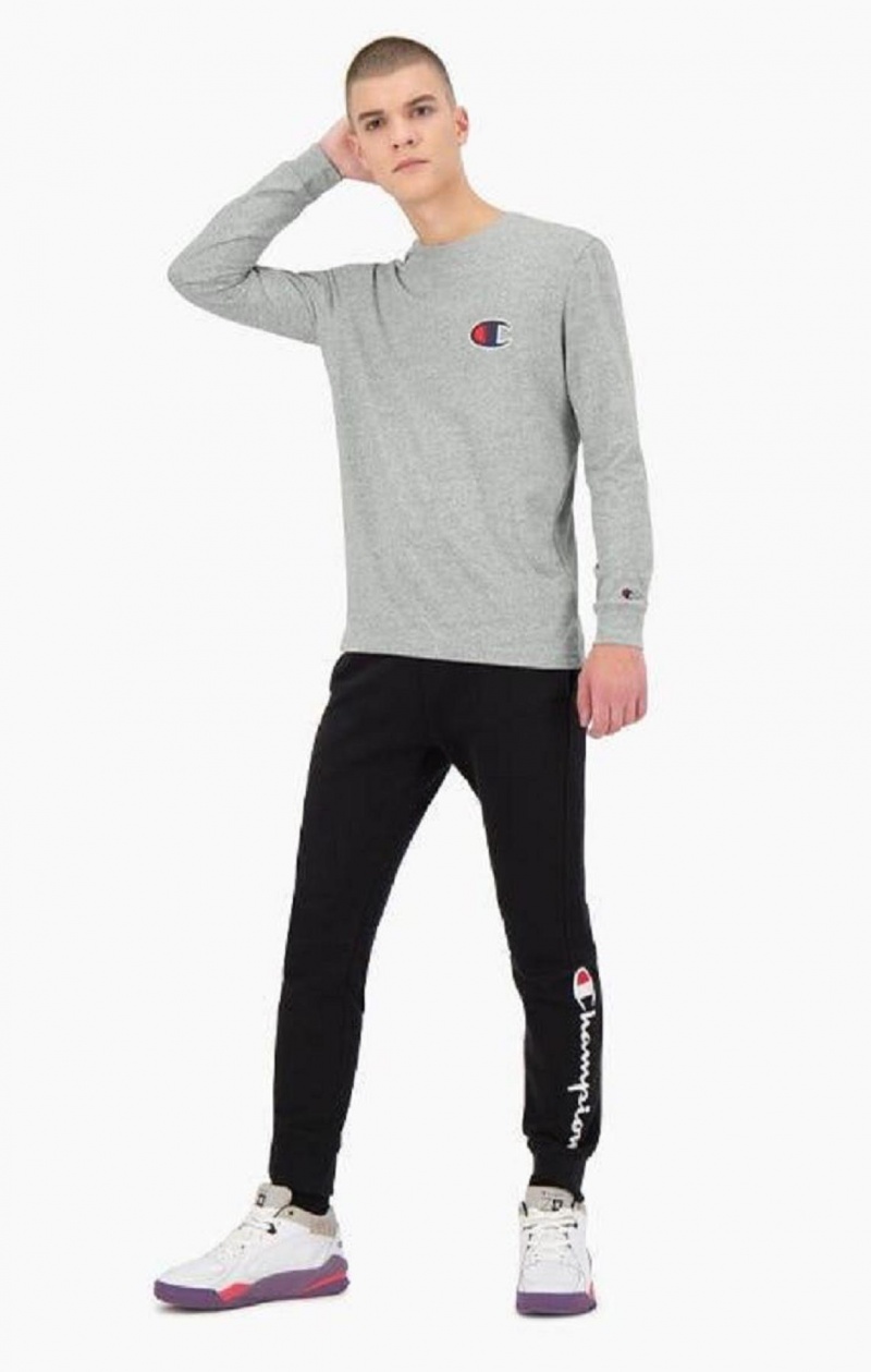 Champion C Long Sleeve Jersey Top T Shirts Herre Lysegrå | 8075-FRGBT