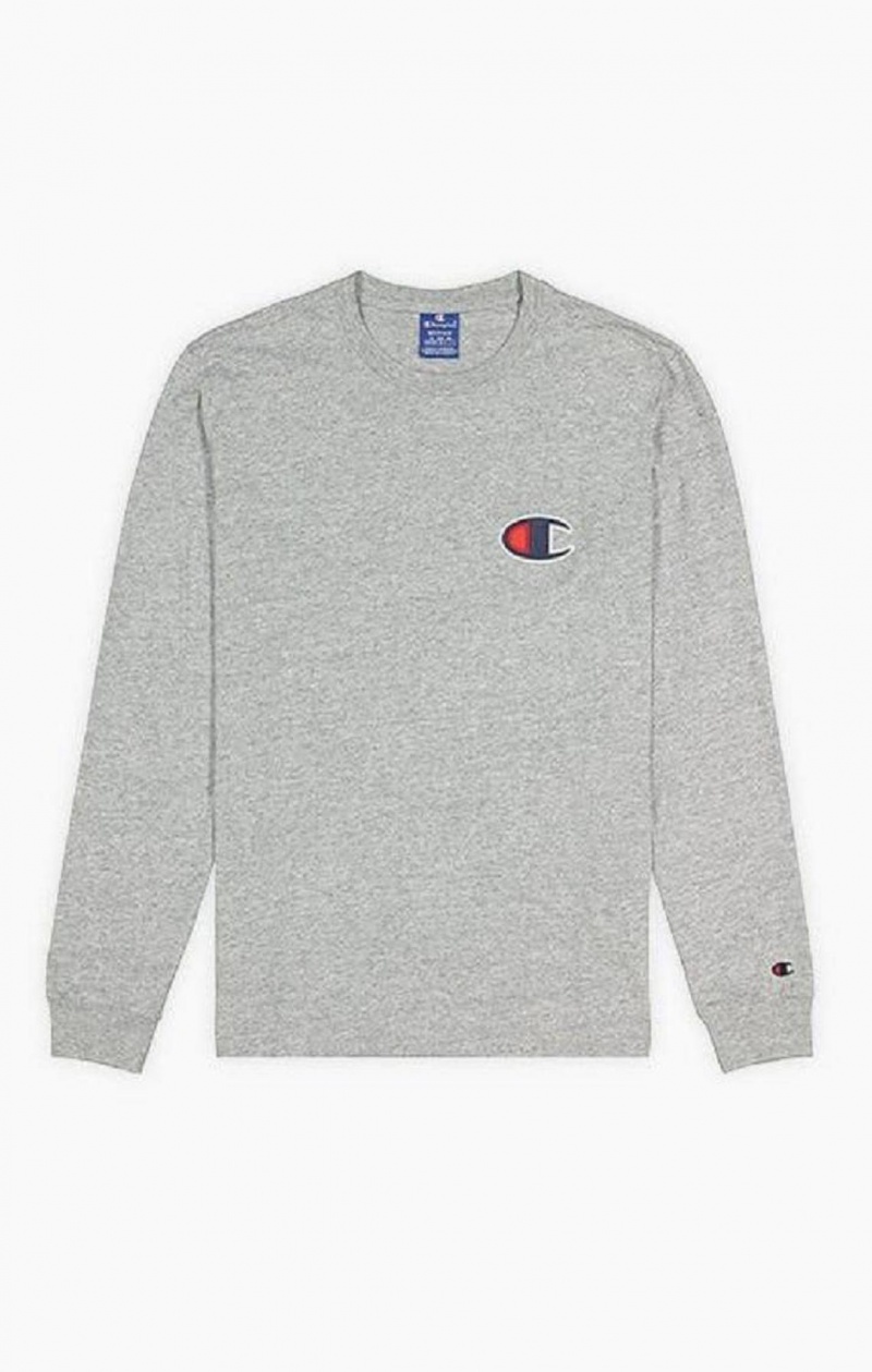 Champion C Long Sleeve Jersey Top T Shirts Herre Lysegrå | 8075-FRGBT