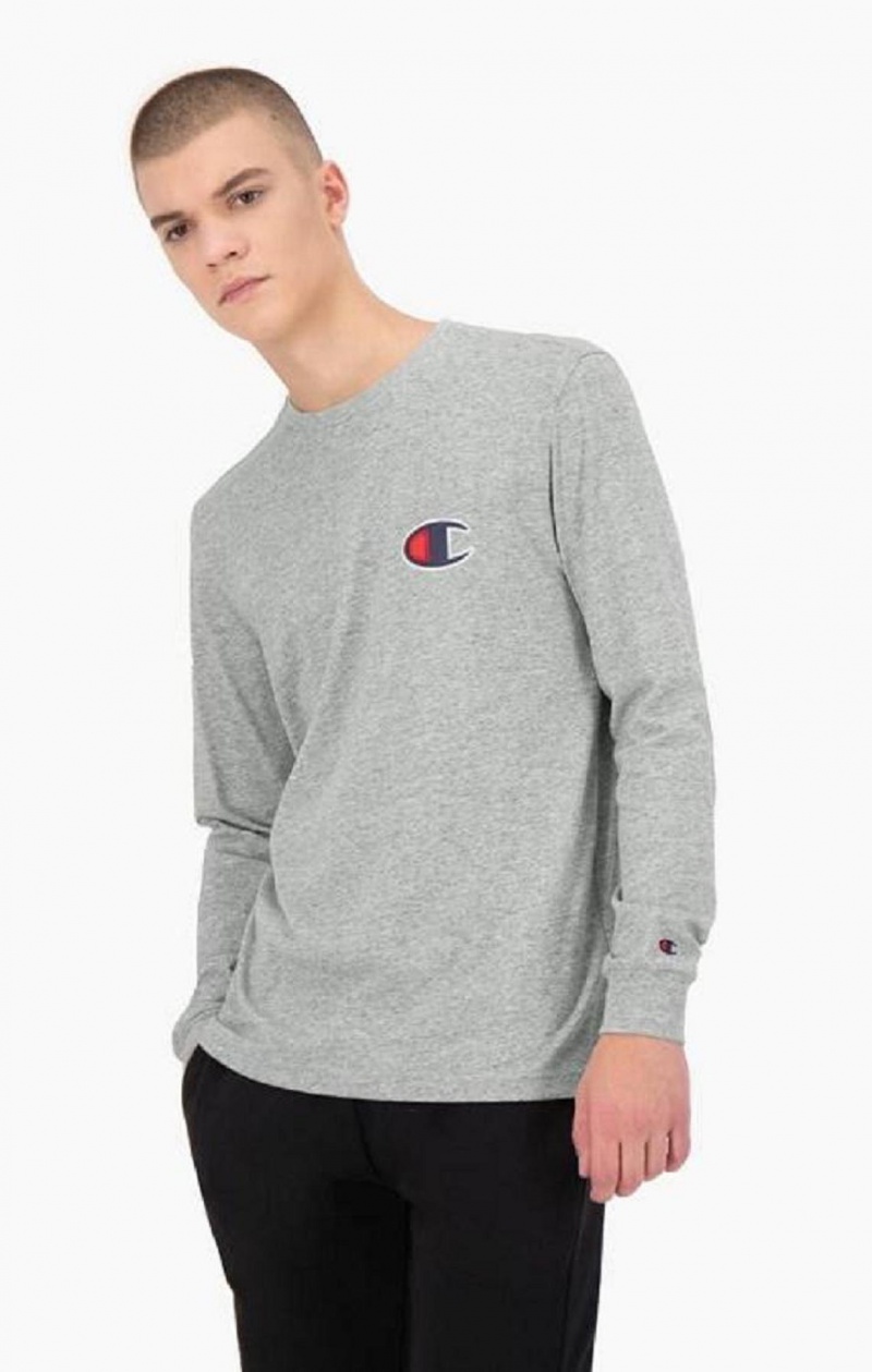 Champion C Long Sleeve Jersey Top T Shirts Herre Lysegrå | 8075-FRGBT