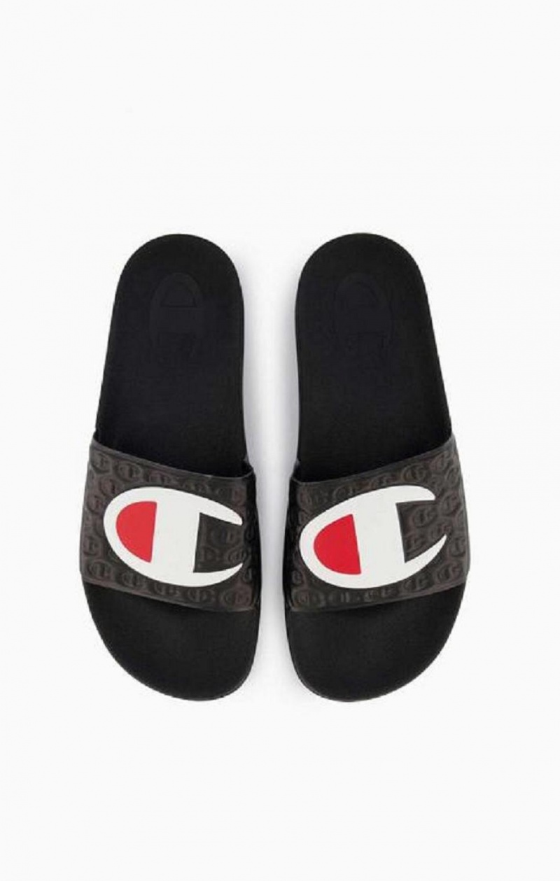 Champion C Patch Pool Slides Badesandaler Herre Sort | 6785-PLBGC