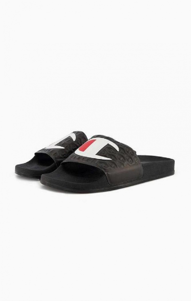 Champion C Patch Pool Slides Badesandaler Herre Sort | 6785-PLBGC