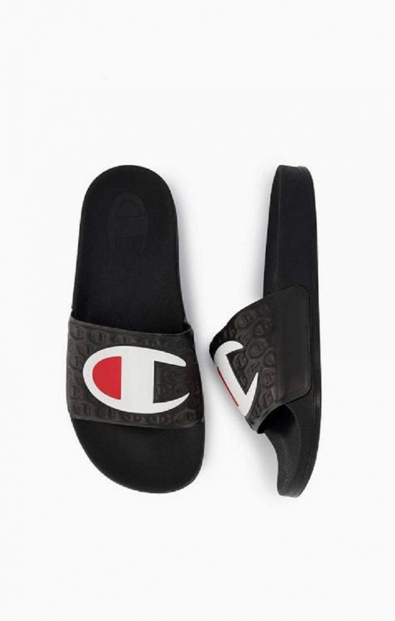 Champion C Patch Pool Slides Badesandaler Herre Sort | 6785-PLBGC