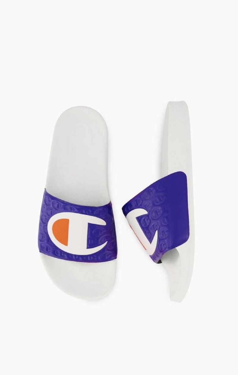 Champion C Patch Pool Slides Badesandaler Herre Hvide | 8160-UYQDR