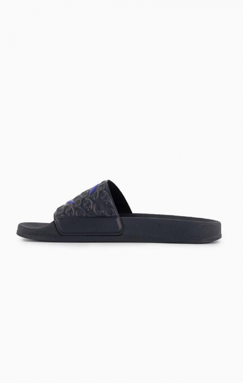 Champion C Patch Pool Slides Badesandaler Herre Mørkeblå | 7013-FHUOI