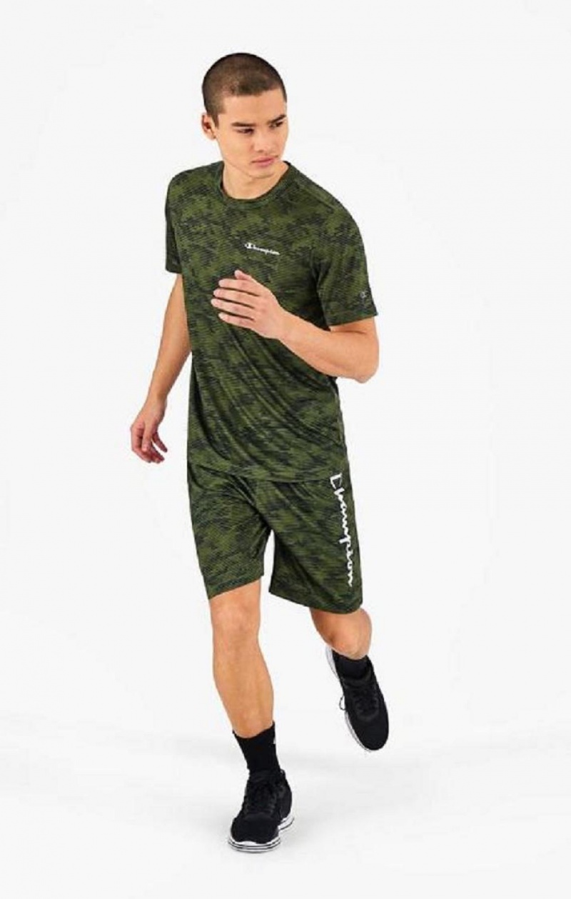 Champion Camo Quick Dry Trænings T-Shirt T Shirts Herre Grøn | 9760-MNSOQ