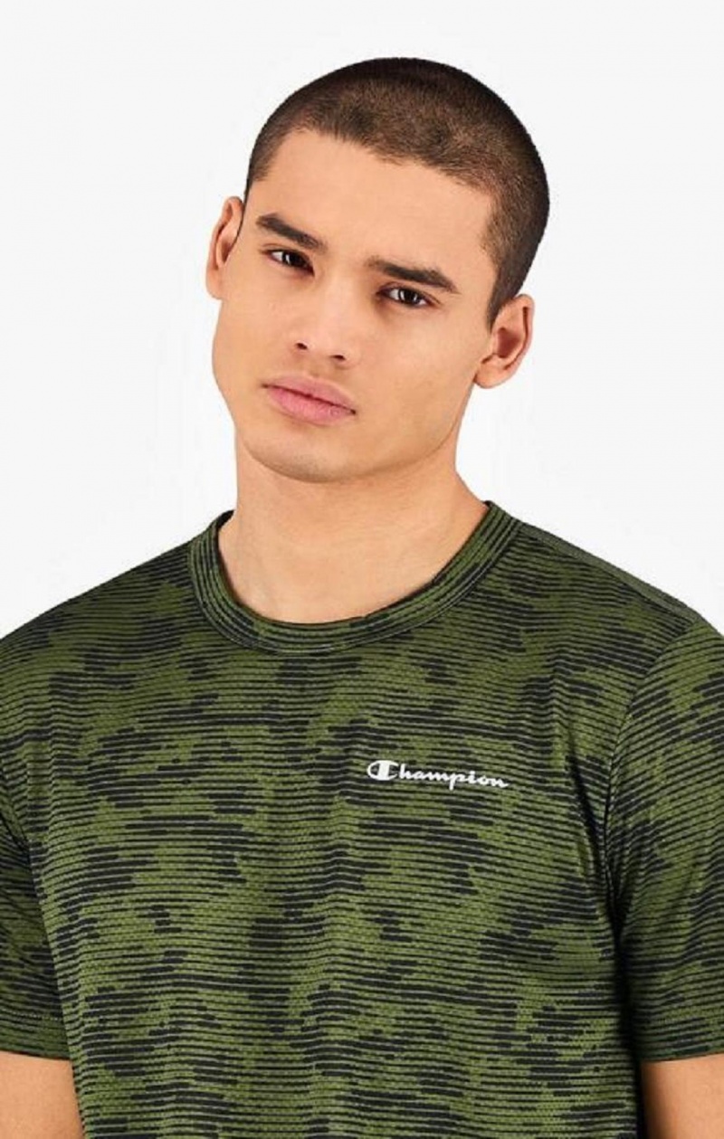 Champion Camo Quick Dry Trænings T-Shirt T Shirts Herre Grøn | 9760-MNSOQ