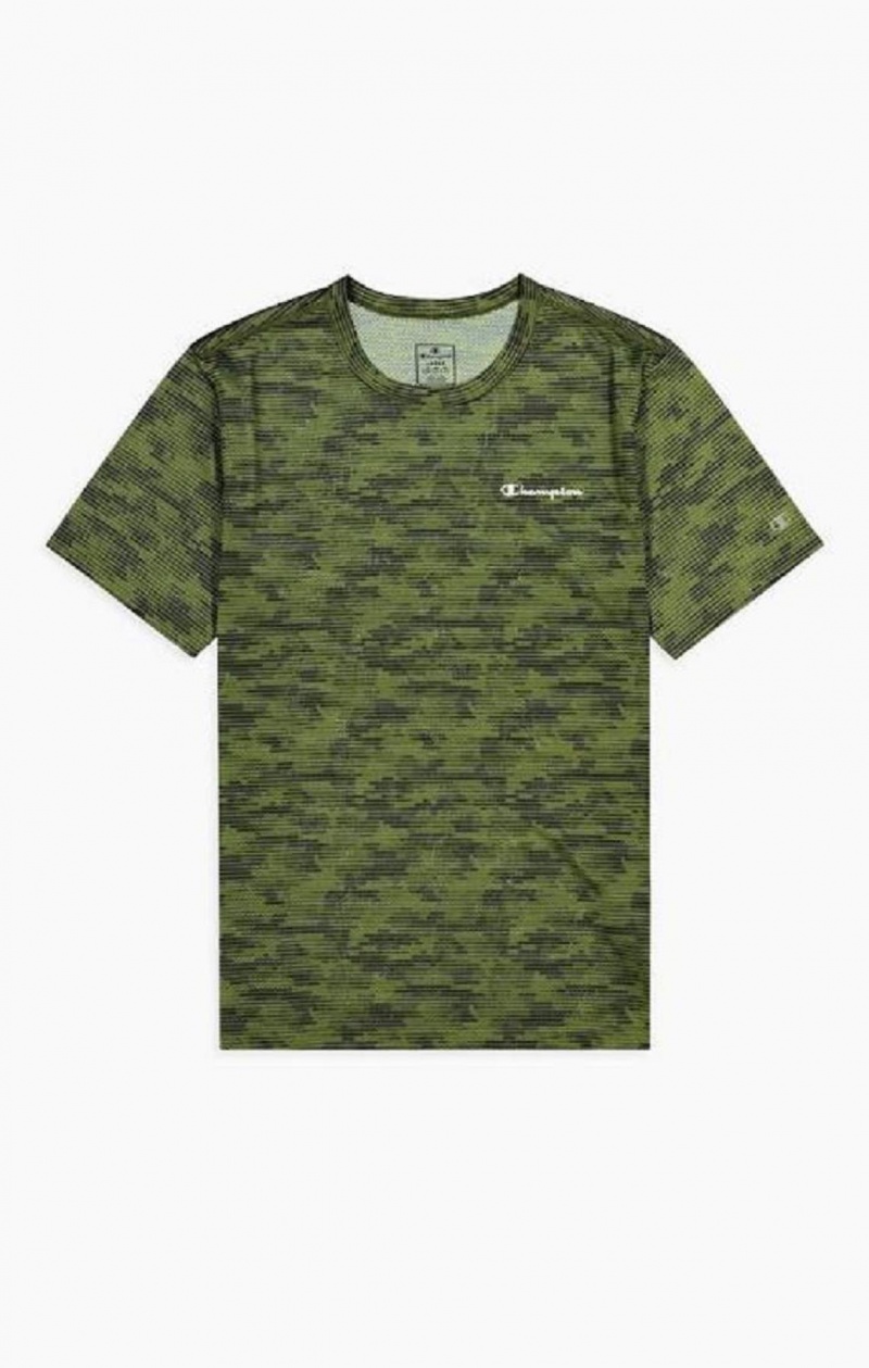 Champion Camo Quick Dry Trænings T-Shirt T Shirts Herre Grøn | 9760-MNSOQ