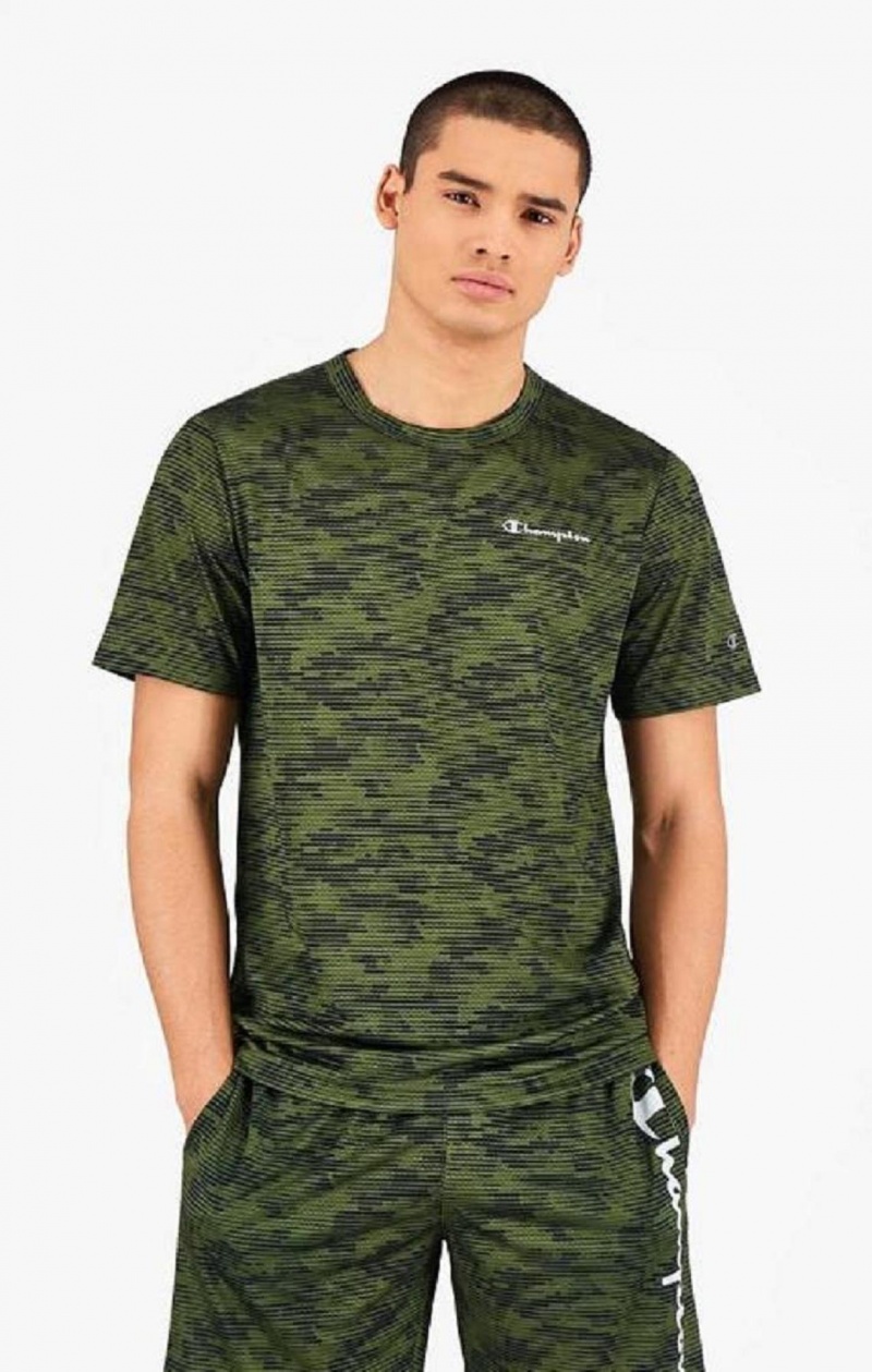 Champion Camo Quick Dry Trænings T-Shirt T Shirts Herre Grøn | 9760-MNSOQ