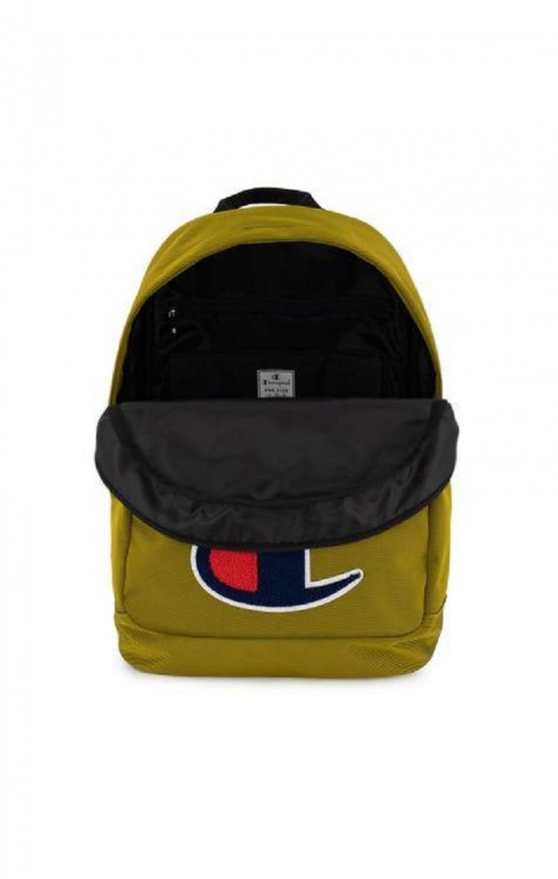 Champion Chenille C Patch Faux Læder Backpack Tasker Herre Guld | 3520-VNSWU