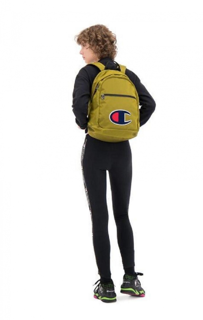 Champion Chenille C Patch Faux Læder Backpack Tasker Herre Guld | 3520-VNSWU