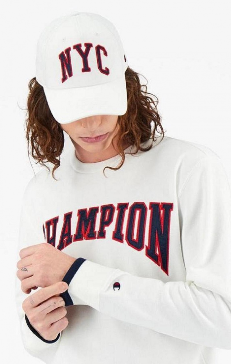 Champion Collegiate Logo Sweatshirt Sweatshirts Herre Hvide | 8123-RKWDU