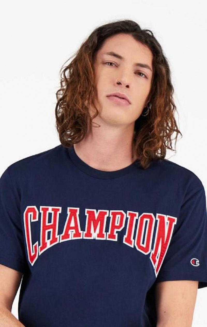 Champion Collegiate Logo T-Shirt T Shirts Herre Mørketurkis | 4371-SVHUL