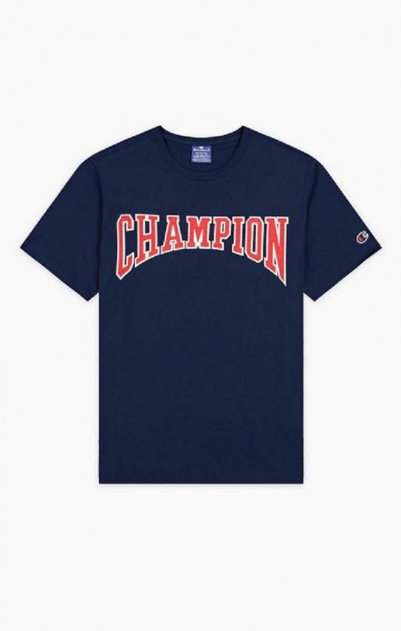 Champion Collegiate Logo T-Shirt T Shirts Herre Mørketurkis | 4371-SVHUL