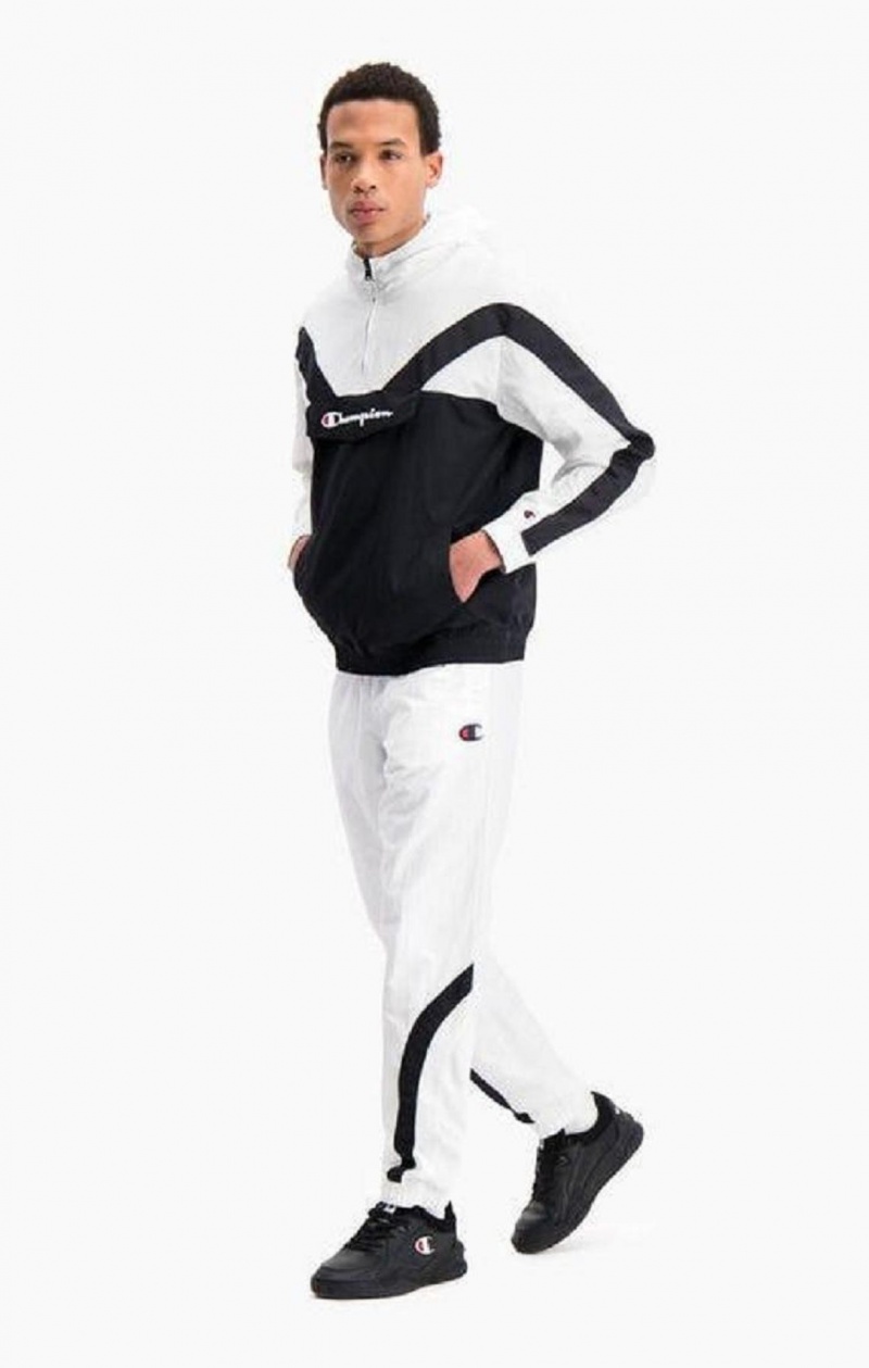 Champion Colour Block And Stripe Cuffed Track Pants Træningsdragt Herre Hvide | 1084-KNFGV