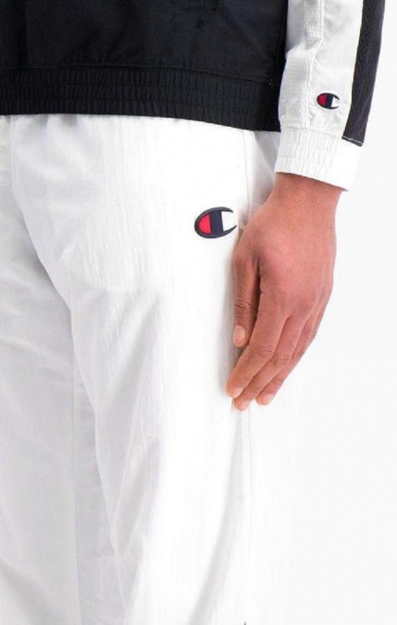 Champion Colour Block And Stripe Cuffed Track Pants Træningsdragt Herre Hvide | 1084-KNFGV