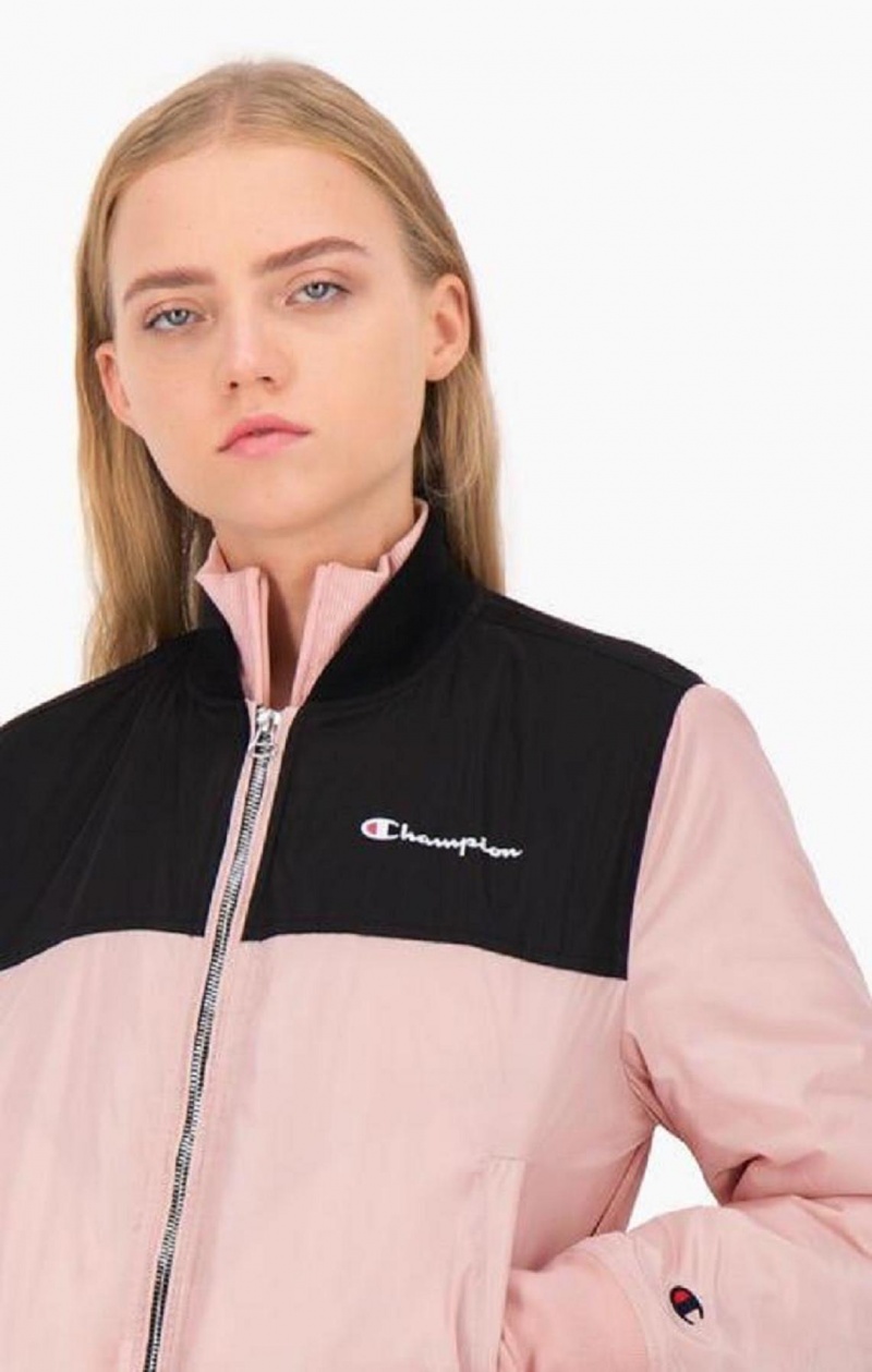 Champion Colour Block Bomber Jacket Jakker Dame Lyserød | 9325-EPHAQ