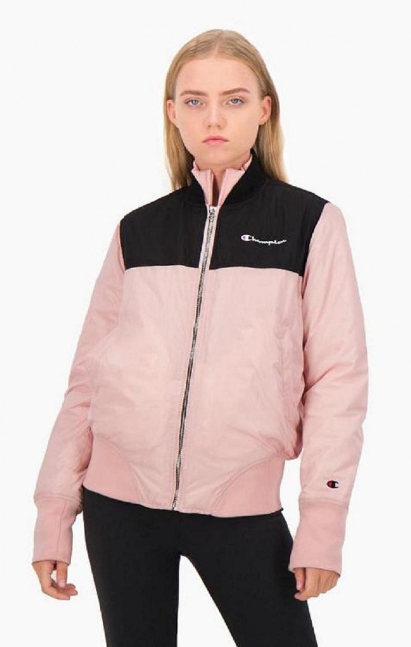 Champion Colour Block Bomber Jacket Jakker Dame Lyserød | 9325-EPHAQ